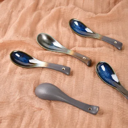 Japanese Ceramic Ramen Spoon - Gradient Blue