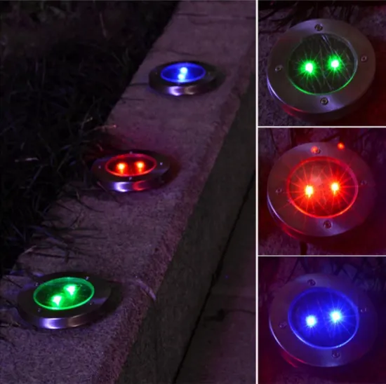 Stainless steel circular LED solar lawn lamp