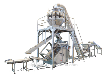 vertical full automatic incline granule packing line with multihead weighter