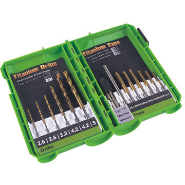 14-piece Drill and Tap Set, Includes 1-piece T Type Tap Wrench