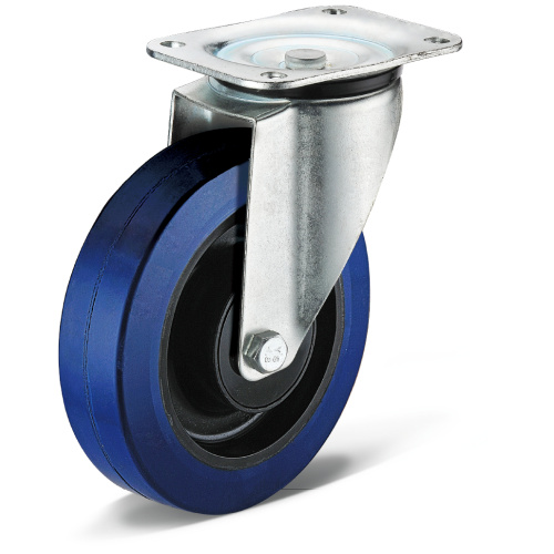 Flate Plate new Swivel Elastic Rubber Casters