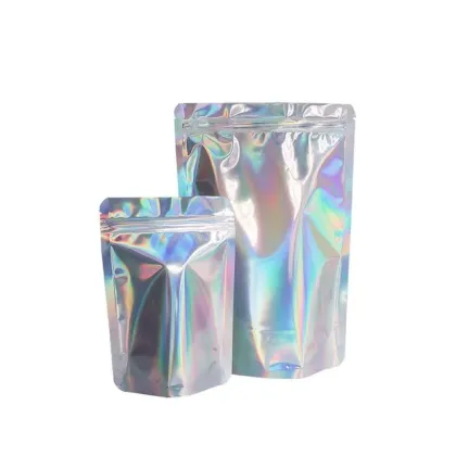 Zipper Laser Holographic Mylar Bags Holographic Pouches