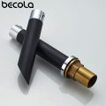 BECOLA Black with Chrome Deck Mount Bathroom Sink Faucet Set Basin Mixer Single Hole Single Handle Modern