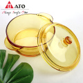 Amber boron tempered glass pot glass with glass