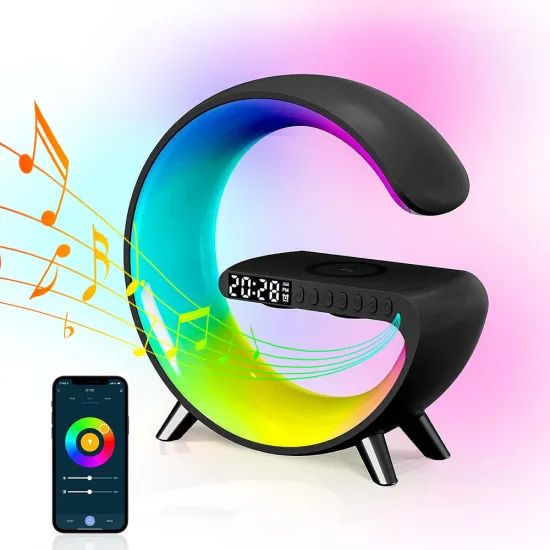 Multifunctional LED Table Lamp: Wireless Charger, RGB Light, Music, and Alarm Clock