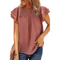 Short Sleeve Tops Women Blouse Shirt Chiffon bilayer