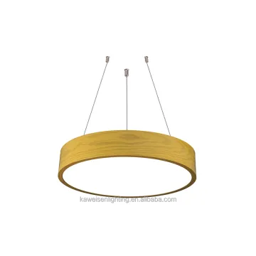 Modern Wooden LED Hanging Light: Small-Sized Aluminum 18\" Round Pendant Lamp with Linear Panel Lights