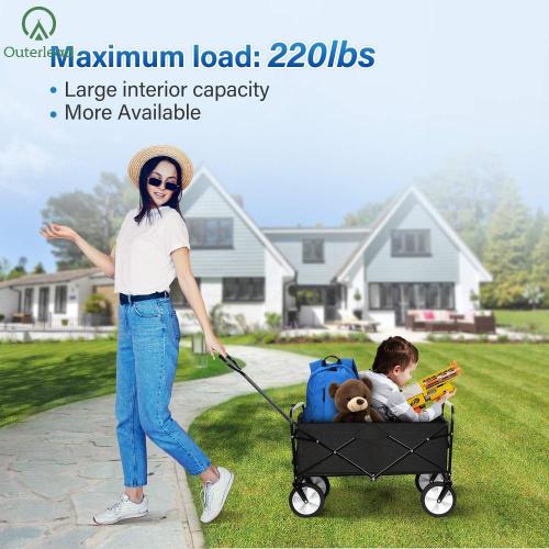  double decker folding wagon Camping Cart with 360° Swivel Wheels+Adjustable Handle Factory