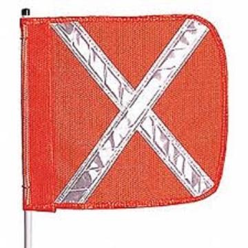 Compliant LED Flag Pole with Orange X Flag and Snap Base for Safety Whip - Search Engine