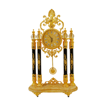 European Luxury Golden Crystal Table Clock - Home Decoration Copper Clock