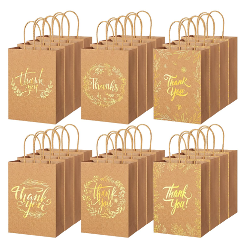 Bolsas de regalo de gracias Kraft Paper con manijas
