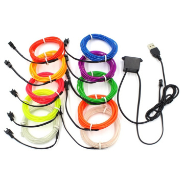5V USB 작동 10 색 2.3mm 직경 2m 글로우 엘 와이어 플렉시블 DIY LED 네온 로프 램프