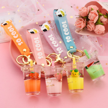 Fruit Milk Tea Liquid Keychain