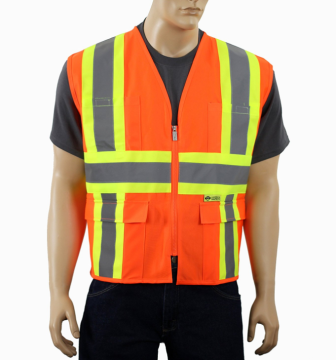 ANSI Approved Safety Vest With 4 Lower Pockets, 2 Chest Pockets with Pen Divider & High Visibility Reflective Tape