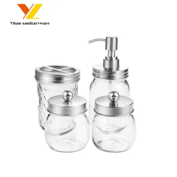 Wholesale Hotel Glass Jar Table Bathroom Accessory Set