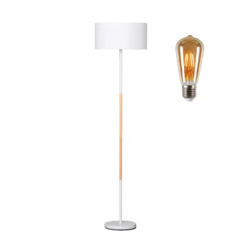Lampara De Pie Nordica Con Pantalla Para Living Y Comedor