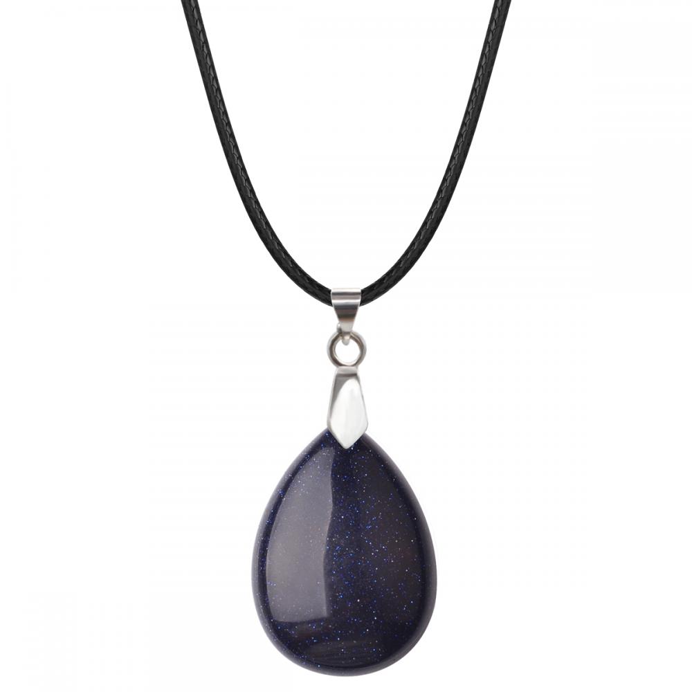Синий песчаник 25x35 мм слезотолочный подвесной ожерелье Женщины Мужчины