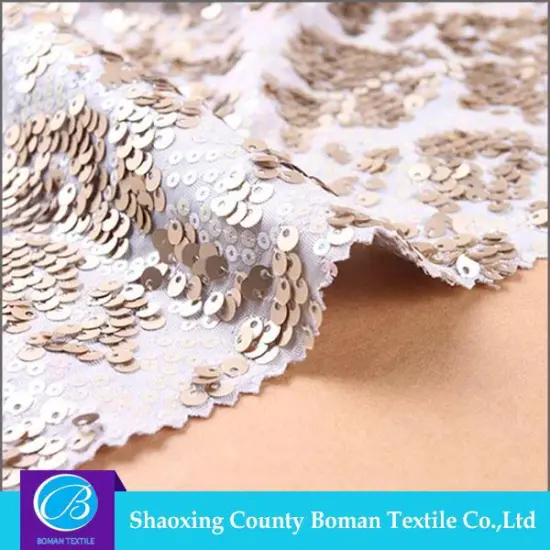 Cheap fabric supplier 2015 new Custom Polyester turquoise sequin fabric