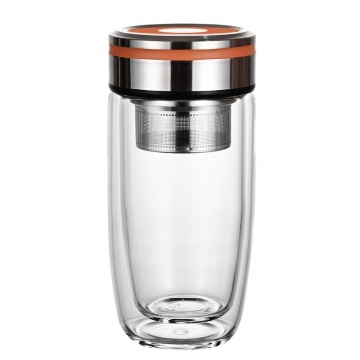 320ml Double-layer High Borosilicate Glass Water Bottle with Tea Strainer