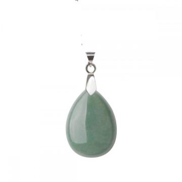 Natural 28x35MM Green Aventurine Waterdrop Pendant Necklace