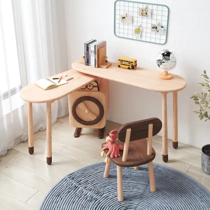 Cartoon Wooden Storage Study Table for Kids