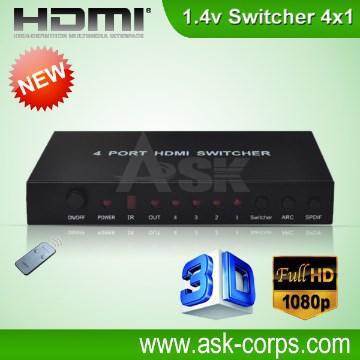 HDMI Amplifier switcher 4 input 1 output with 3D