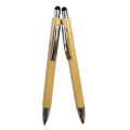 wholesale retractable metic clip bamboo pen stylus