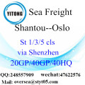 Fret maritime de Port de Shantou expédition à Oslo