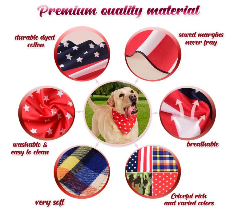 4Pcs Washable Dog Bandana