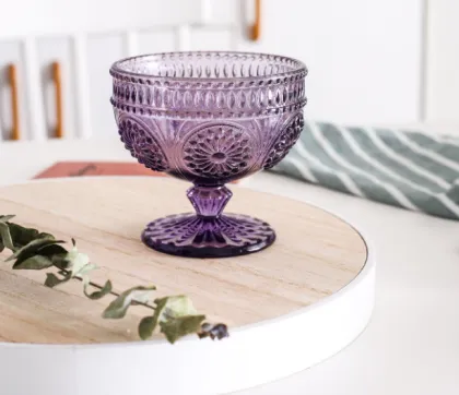 Vintage sunflower Pattern Embossed ice cream glass bowl