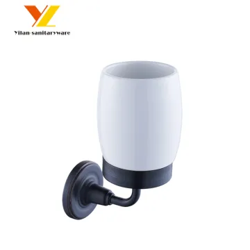 Black Ceramic Wall Mount Tumbler Holder for Single Toothbrush