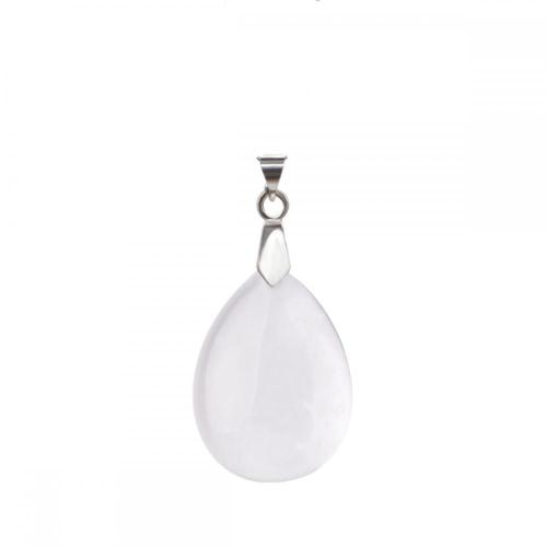 Natural Quartz Crystal 28x35MM Waterdrop Pendant Necklace with 45CM Silver Chain