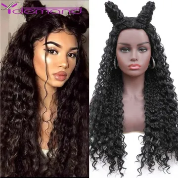 Long Black Curly Middle Part Wig Y Demand Synthetic Hair African Wig Deep Wave Hair For Black Women Machine Made Cheap Wig