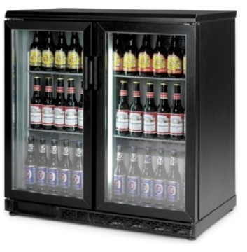 Black Air-cooling Double door bar bottle cooler