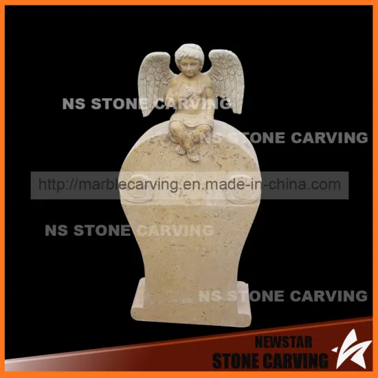 Travertine Stone Carving Monument with Angel