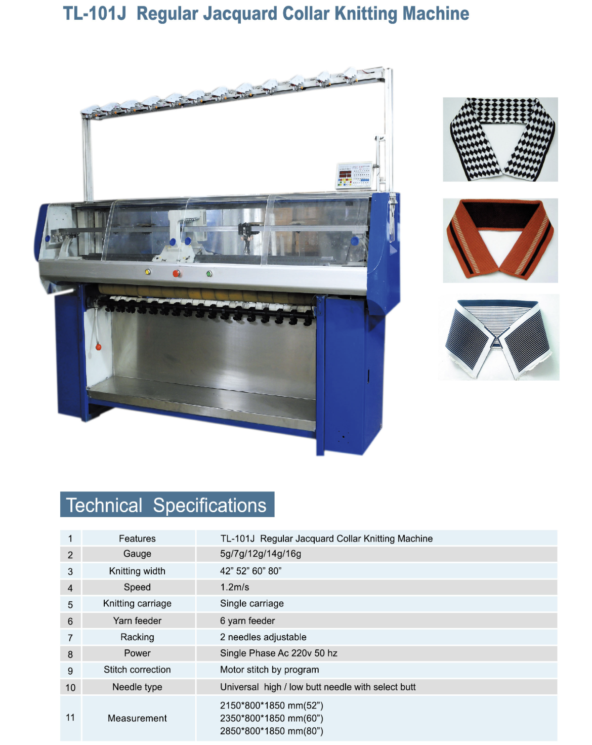 Collar flat knitting machines