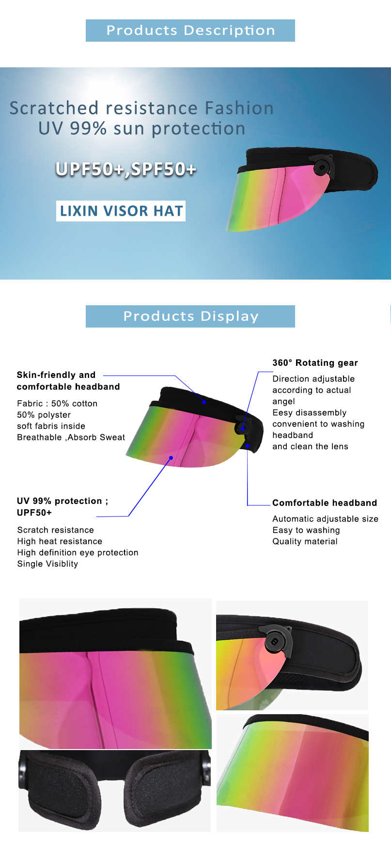 Factory Sport Visor Cap Face Shield Cover Mask Visor Hat Supplier Manufacture Wholesale