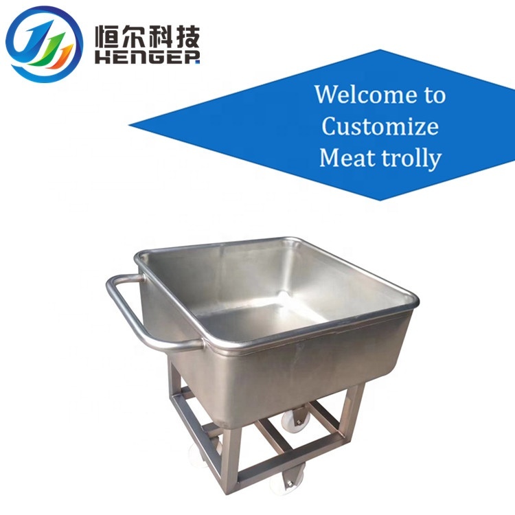 Stainless Steel Meat Trolley Bin Buggy for Workshop Material Transport (200/300L)