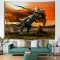 Roaring Dinosaur Tapestry Wild Anicient Animals Wall Hanging Volcanic Eruptions 3D Wanddeken voor Kinderen Slaapkamer Woonkamer