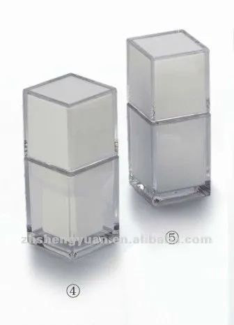 square shape cosmetic lotion bottle with double layer wall