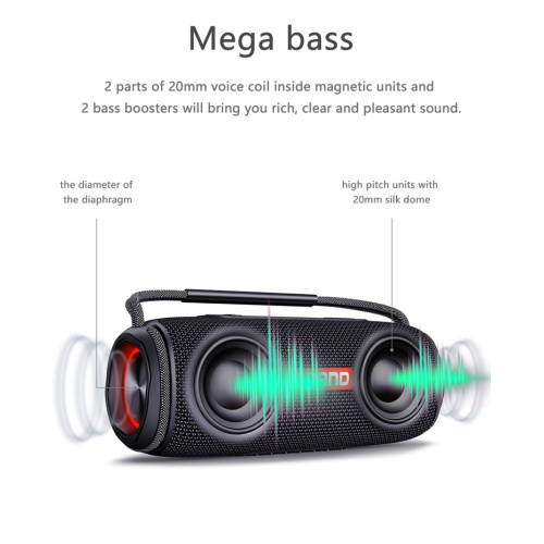 Altavoz Bluetooth a prueba de agua con Bass+ y estéreo Hi-Fi