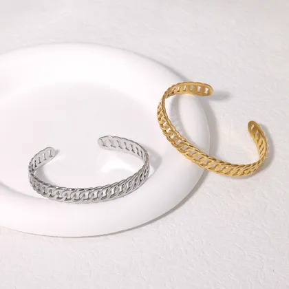 adjustable stainless steel bracelet 18K gold-plated bracelet