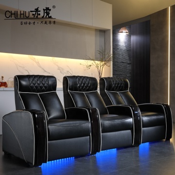 High Quality Nappa Leather Theater Chairs with Electric Recline, Footrest, and USB