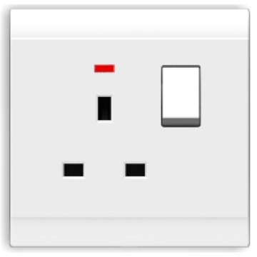 Wall square socket with DP switch