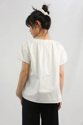 White Button Decoration Short Sleeved Shirt