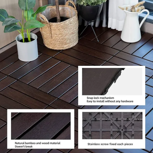 Carbonized Bamboo Deck Tiles Outdoor Deck Interlocking Patio, High ...
