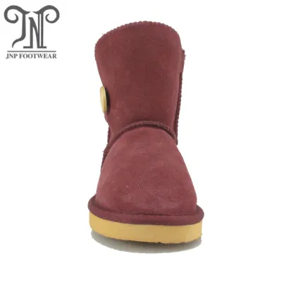 Kids children's burgundy leather boots shoes