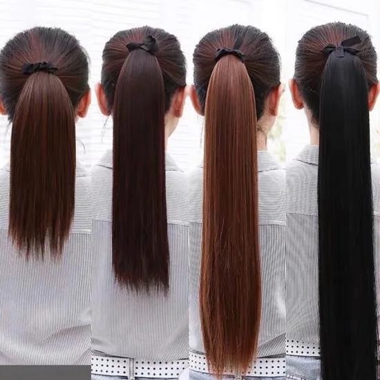 Long Straight Ponytails Wrap Around Ponytail Clip in Hair Extensions Hairpiece Headwear Synthetic Hair 613 Ponytail Natural