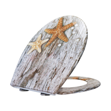 Duroplast Toilet Seat Soft Close in two-starfish pattern