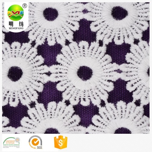 Embroidery Lace Dress Fabric Chemical embroidery lace fabric from keqiao shaoxing Factory